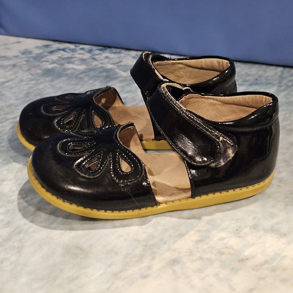 Livie & Luca Toddler Girls Size 12 Black Patent Leather Mary Jane Shoes Petal